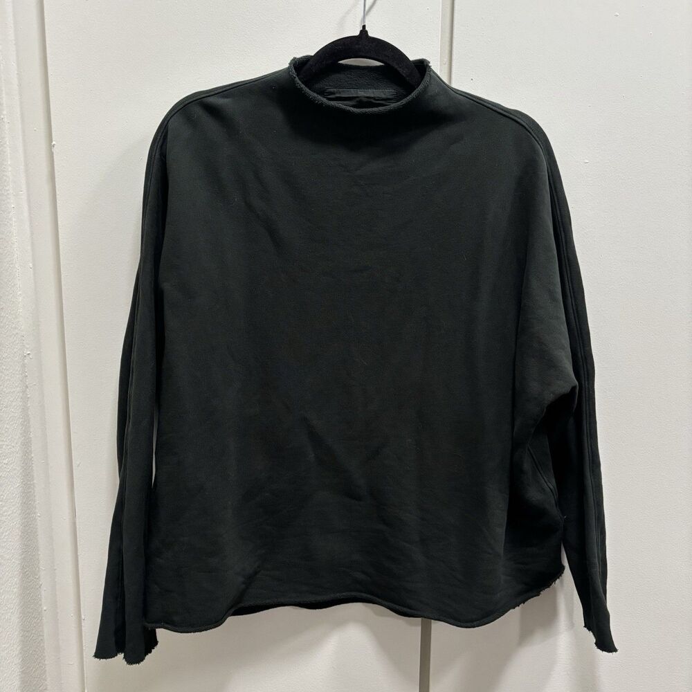 Frank & Eileen Sz XS Dark Green Effie Funnel Neck Capelet Long Sleeve Sweater